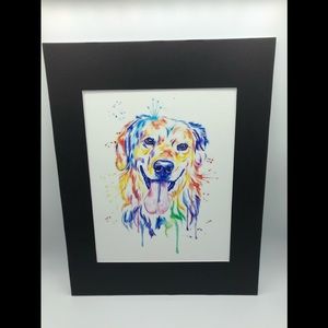 Colorful Golden Retriever Art Print 11x14 inch